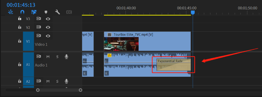 exponential fade in Premiere timeline