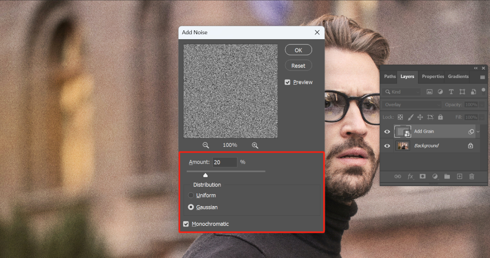 add noise effect in Photoshop