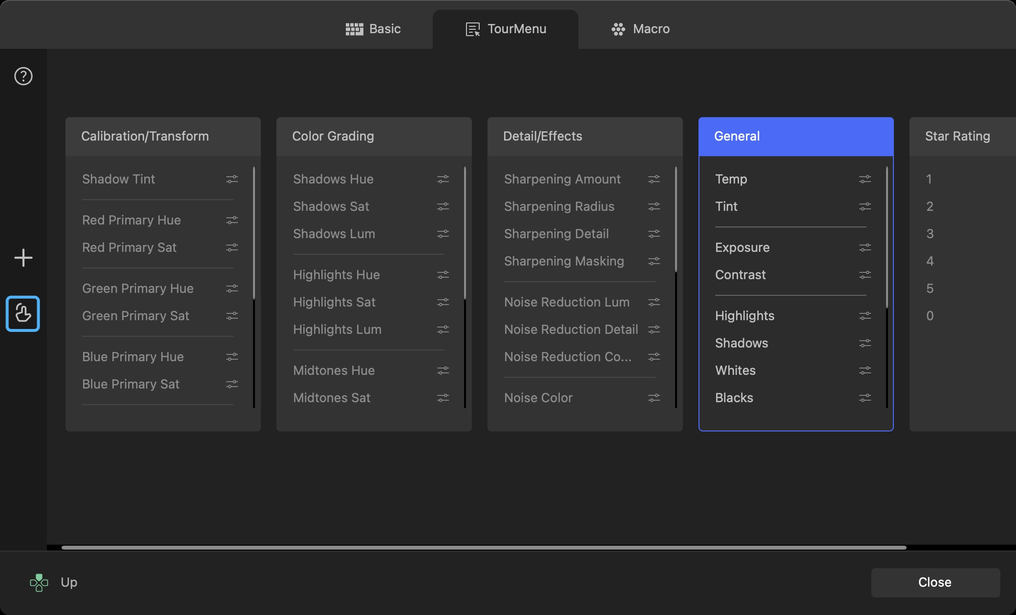 how to customize TourMenu shortcuts