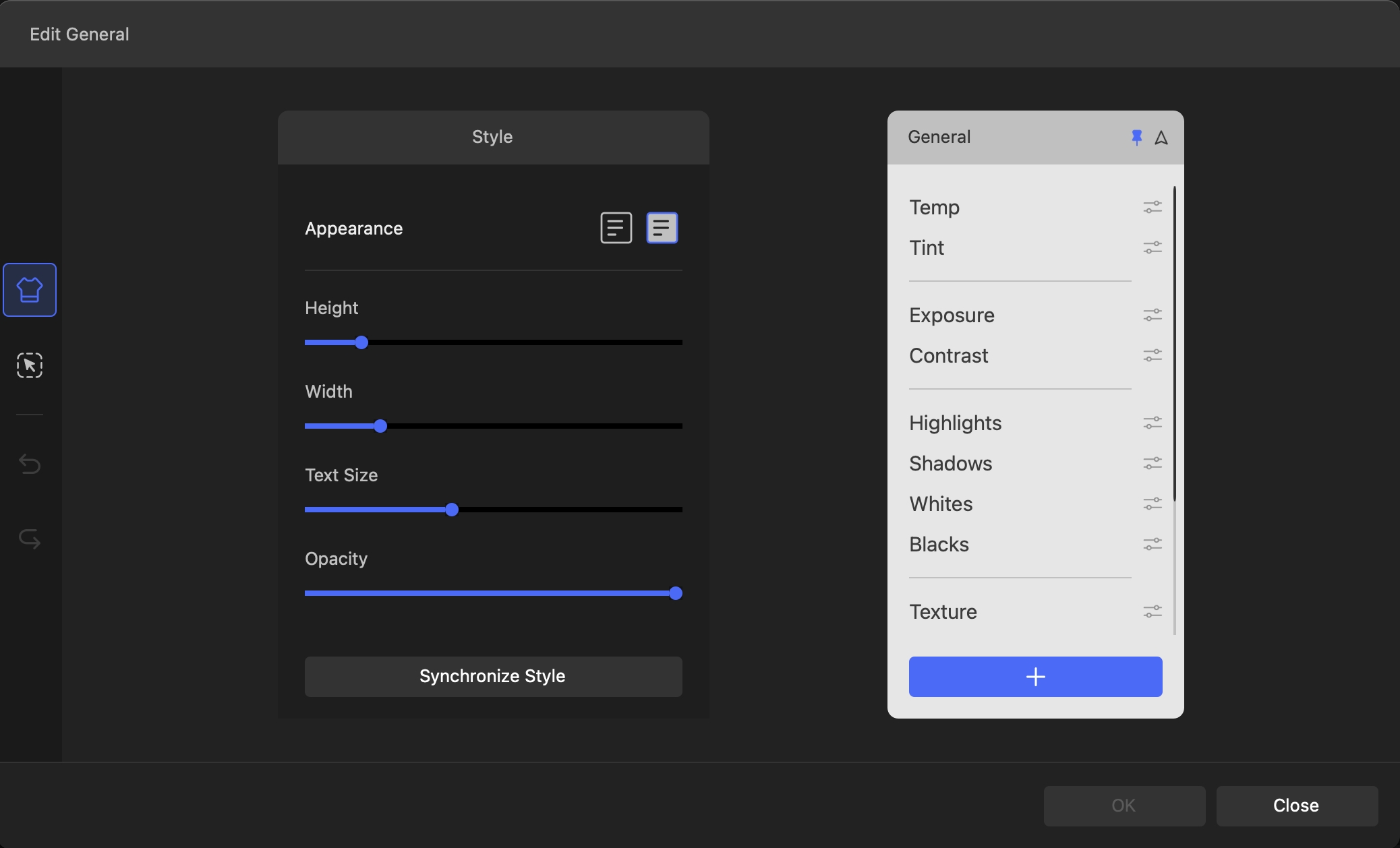 style in TourMenu interface setting