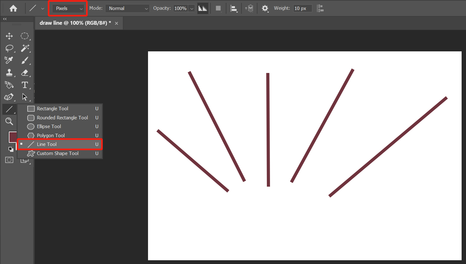 draw a straight line in Photoshop