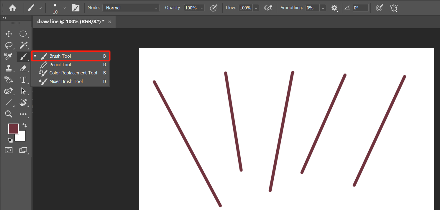 how to draw a straight line in Photoshop