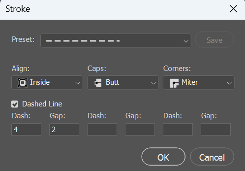 customize stroke option in Photoshop